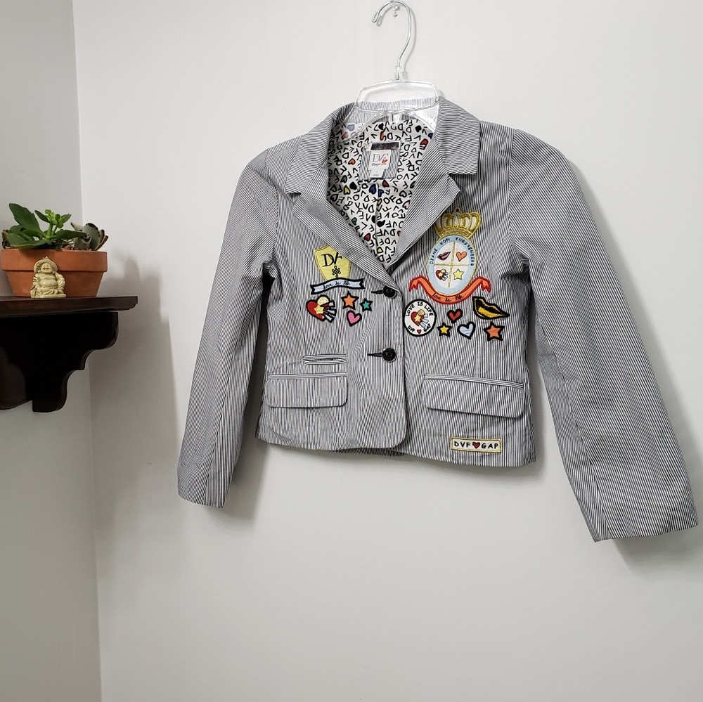 DVF for Gap Striped Blazer Embroidered Patchwork